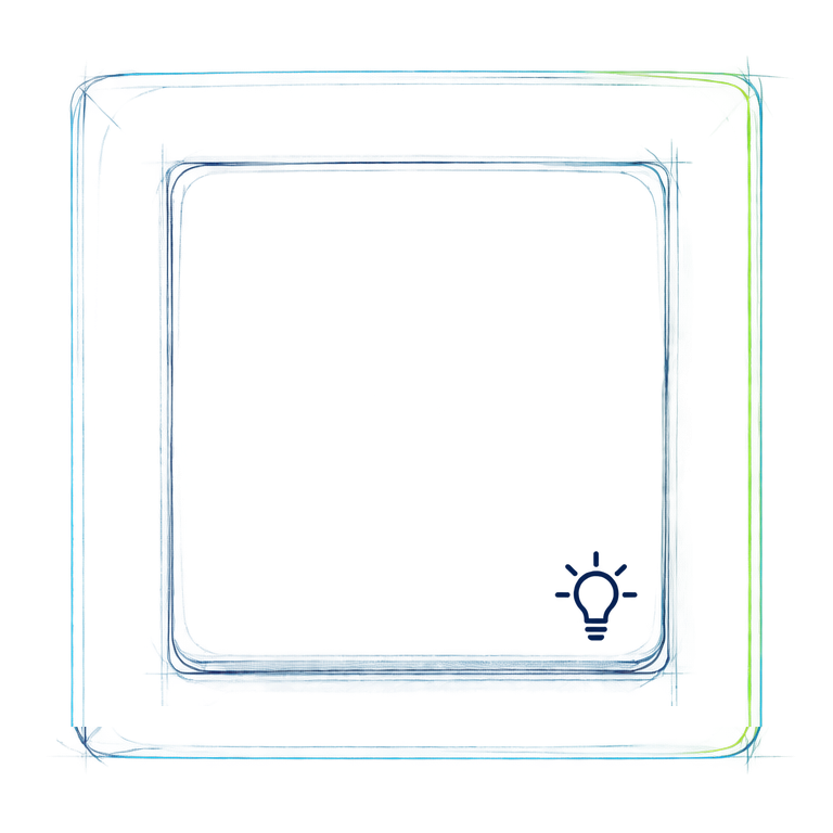Schalter mit 10 × 10 mm großem Symbol unten rechts
